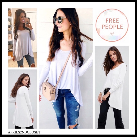 FREE PEOPLE BOHO FLOWY TUNIC TOP LONG SLEEVES RIB KINT PULLOVER TEE A3C - Picture 16 of 16
